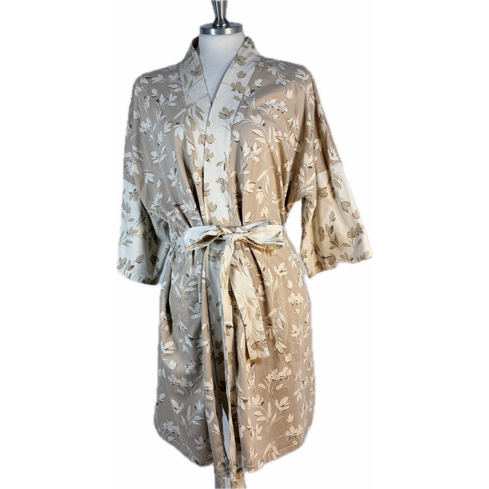 Pact Short Robe M/L Floral Tan Cream - Picture 2 of 12
